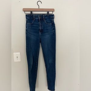 High waisted blue skinny jeans! No distressed!
